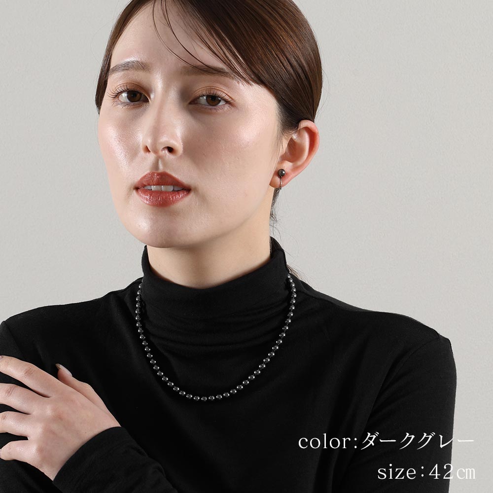 パール ネックレス セット 6mm 真珠 イヤリング ピアス カジュアル