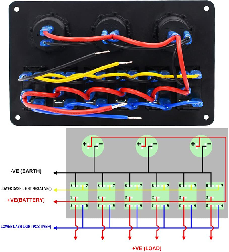 DC 12V/24V マリン ボート キャラバン LED回路 防水スイッチパネル 5pin On/Offスイッチ LED電圧計付 デュアル USBパワー  チャージャー シガーソケット搭載 :addm1531:安光屋 - 通販 - Yahoo!ショッピング