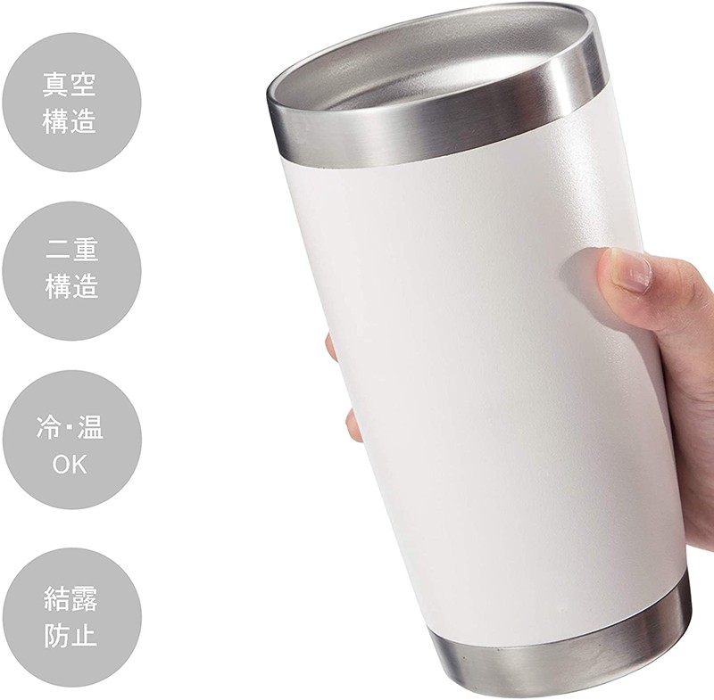 タンブラー 600ml 真空 断熱 ステンレス 穴あるフタ付き ボトル コーヒー ビルー 学生 女性 男性 ホワイト :addm456:安光屋 -  通販 - Yahoo!ショッピング