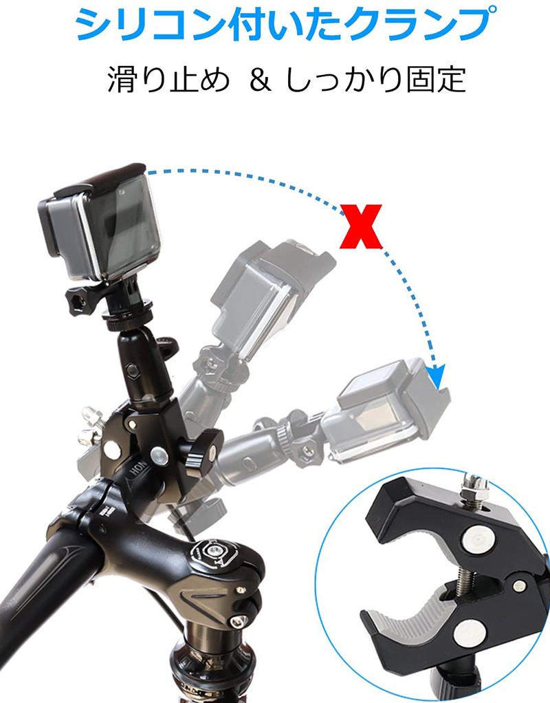 カメラホルダー 自転車・バイク・オートバイマウント 1/4ネジ 360度回転 三脚式マウント デジタルカメラに対応 :addm581:安光屋 - 通販  - Yahoo!ショッピング