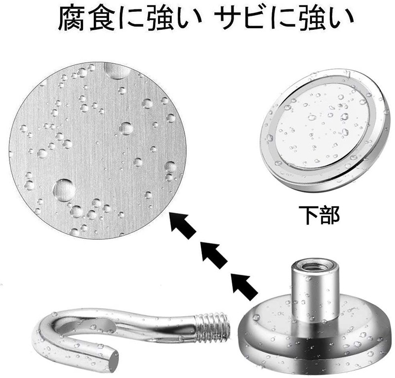 市場 超強力 磁石付き 金属製 垂直耐荷重135kg 直径6.0cm マグネットフック Cosego