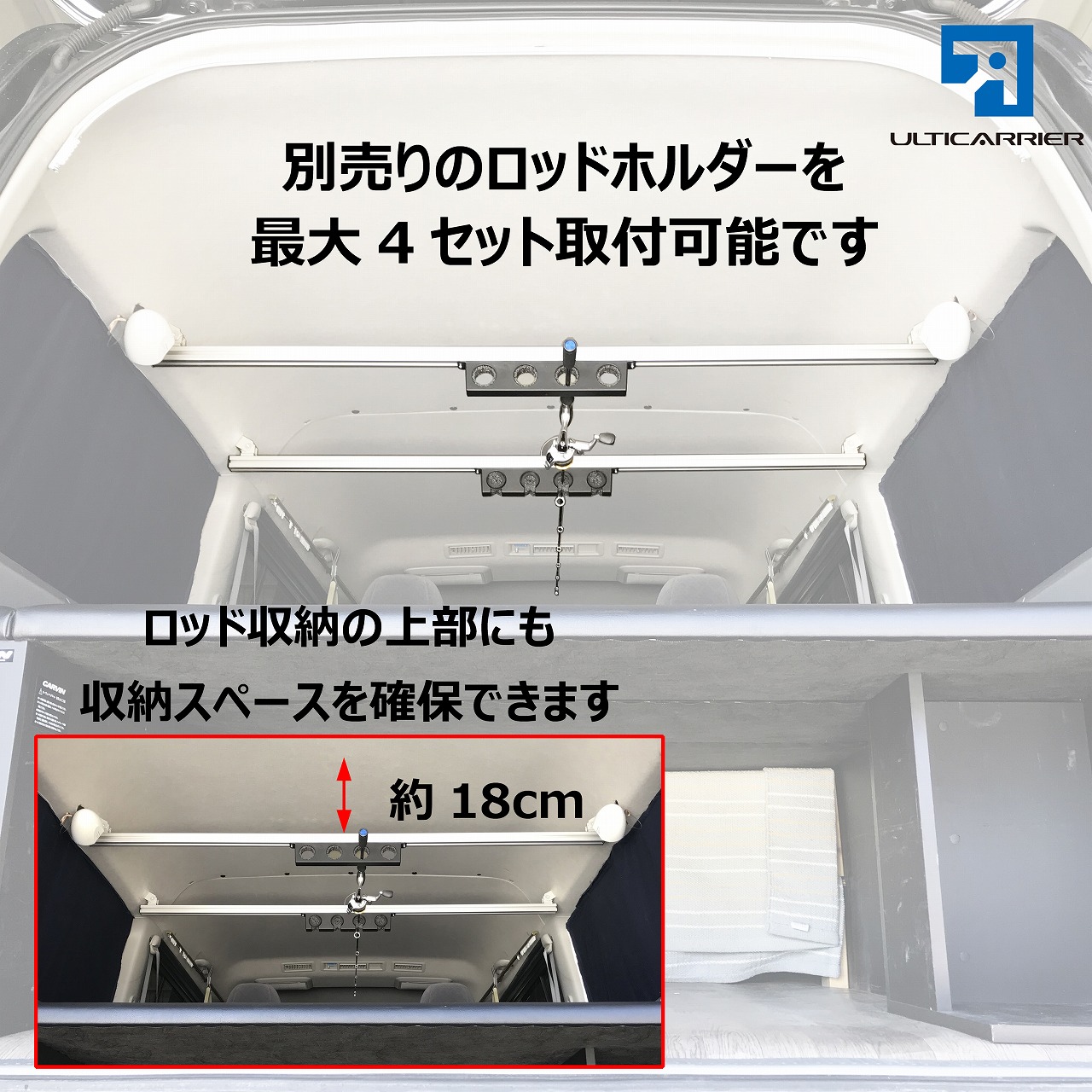 ハイエース ワイドボディS-GL 用 室内 キャリア クロスバー2本セット 