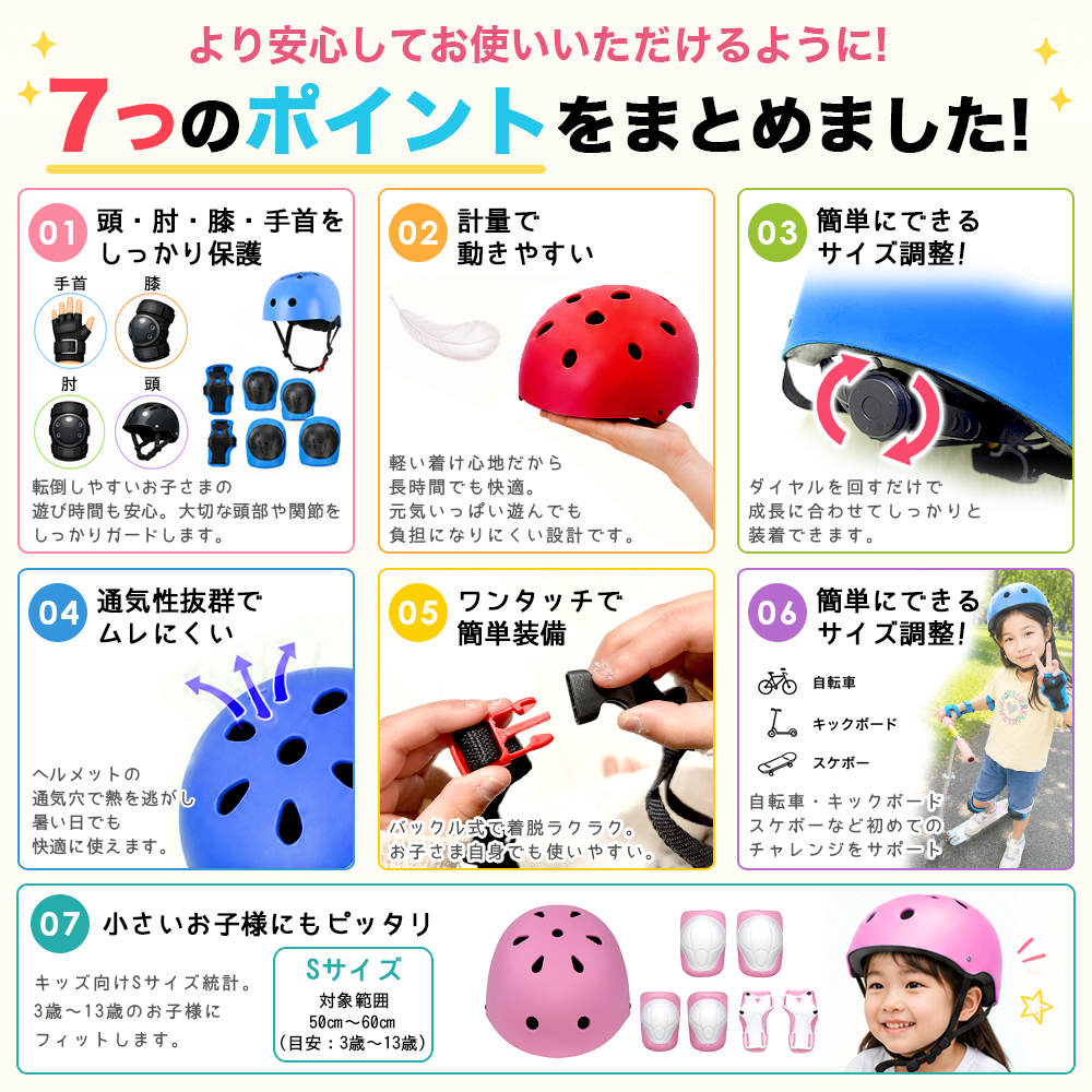 キックボード 【同時購入専用】 キッズ プロテクターセット 子供用 自転車 インラインスケート スケボー スケート 保護具 軽量 サイズ調整可能 幼児 小学生 関連画像1