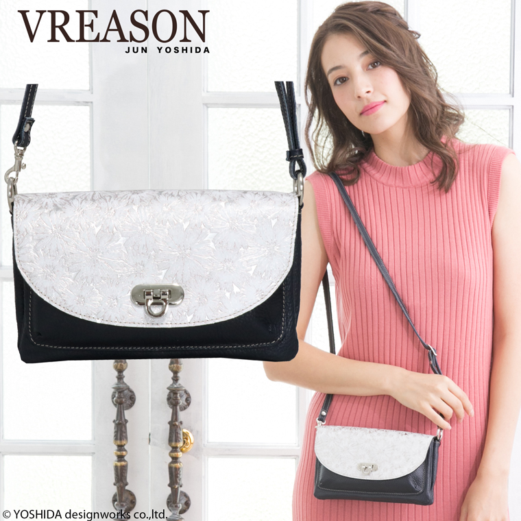 スマホショルダー ポーチ ポシェット デイジー 2way 日本製 本革 薄型 軽い 軽量 レディース 大容量 お財布 付き 斜め掛け 横型 VREASON ブレアゾン ヴレアソン | VREASON | 02