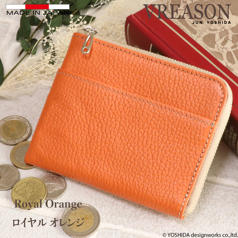 二つ折り財布 レディース ミニ 小さい L字ファスナー コンパクト 薄い 薄型 日本製 VREASON | VREASON | 04