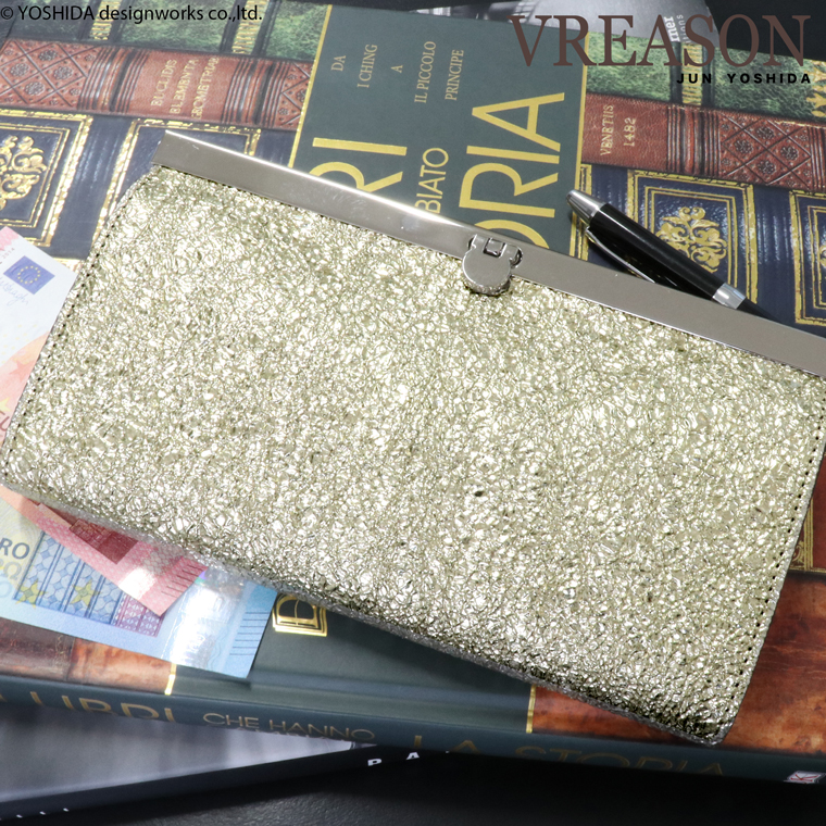 【 バーフレーム 長財布 】 レディース 財布 サイフ 日本製 国産 本革 ラミーナ メタリック クラッチ バッグ 口金 ガマ口 レザー 本革 VREASON ヴレアゾン | VREASON | 02