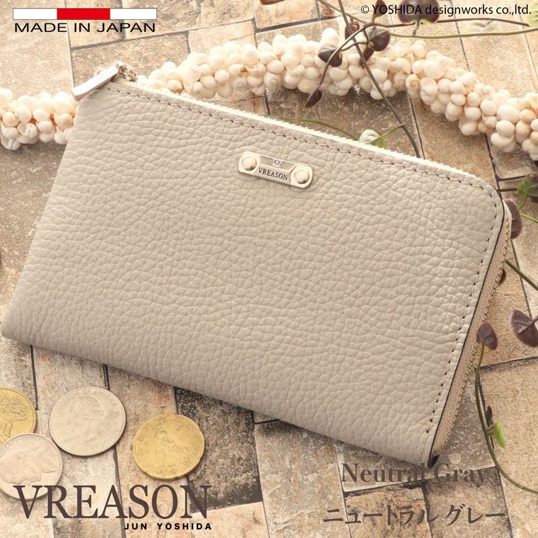 【 L字ファスナー ミディアム 折り財布 】 二つ 折財布 財布 サイフ 日本製 本革 ジョバンニ 牛革 革 スリム 薄型 ミニ 軽い コンパクト VREASON ヴレアゾン | VREASON | 06