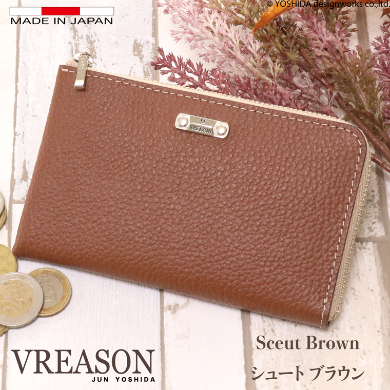 【 L字ファスナー ミディアム 折り財布 】 二つ 折財布 財布 サイフ 日本製 本革 ジョバンニ 牛革 革 スリム 薄型 ミニ 軽い コンパクト VREASON ヴレアゾン | VREASON | 07