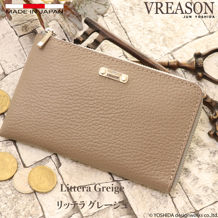 【 L字ファスナー ミディアム 折り財布 】 二つ 折財布 財布 サイフ 日本製 本革 ジョバンニ 牛革 革 スリム 薄型 ミニ 軽い コンパクト VREASON ヴレアゾン | VREASON | 01