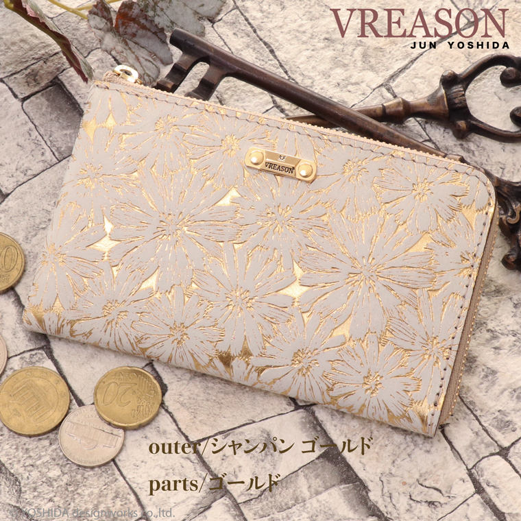 L字ファスナー ミディアム 折り財布 日本製 本革 デイジー レディース レザー 牛革 折財布 コンパクト 薄型 スリム 薄い スリム 小さい ミニ VREASON ヴレアゾン | VREASON | 01