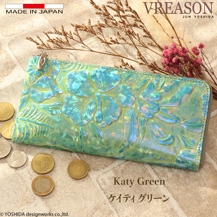 L字ファスナー 長財布 日本製 本革 ディアマンテ 花柄 本革 財布 レディース レザー 牛革 革 財布 スリム 薄い 薄型 ゴールド シルバー VREASON ヴレアゾン | VREASON | 02