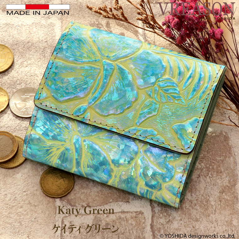 【 二つ折り財布 ボックス 】 日本製 本革 本革 財布 レディース レザー 牛革 革 折財布 折り財布 ミニ 軽い コンパクト ディアマンテ 花柄 VREASON ヴレアゾン | VREASON | 02