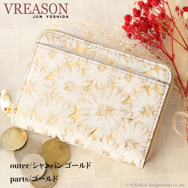 【 じゃばら ラウンド 折り財布 】 日本製 本革 デイジー レディース レザー 牛革 財布 折財布 使いやすい ギャルソン コンパクト 小さな 小さい ミニ VREASON | VREASON | 01