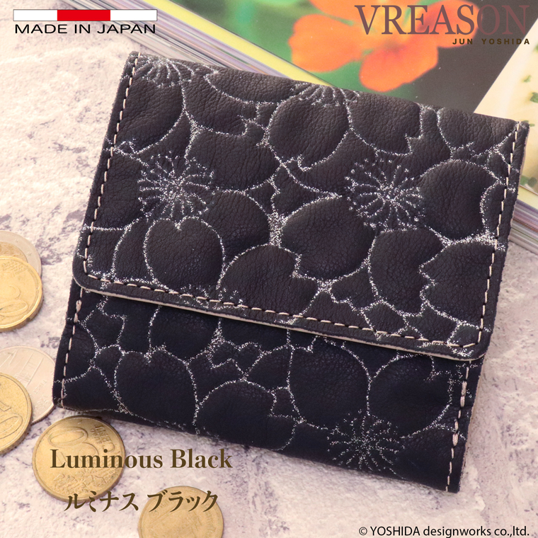 【 二つ折り財布 ボックス 】 日本製 本革 本革 財布 レディース レザー 牛革 革 折財布 折り財布 ミニ 軽い コンパクト 桜 サクラ 花柄 VREASON ヴレアゾン | VREASON | 02