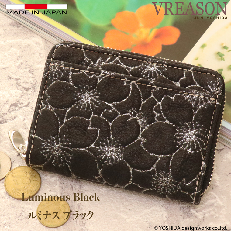 【 じゃばら ラウンド 折り財布 】 日本製 本革 本革 財布 レディース レザー 牛革 折財布 折り財布 ミニ 軽い コンパクト 桜 サクラ 花柄 VREASON ヴレアゾン | VREASON | 02