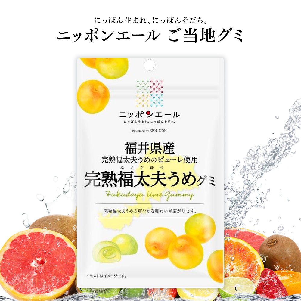 ご当地グミ 全農 ニッポンエール 福井県産 完熟福太夫うめグミ ご当地 お菓子 グルメ お土産 名産 果実グミ 全国農協食品｜vt-store