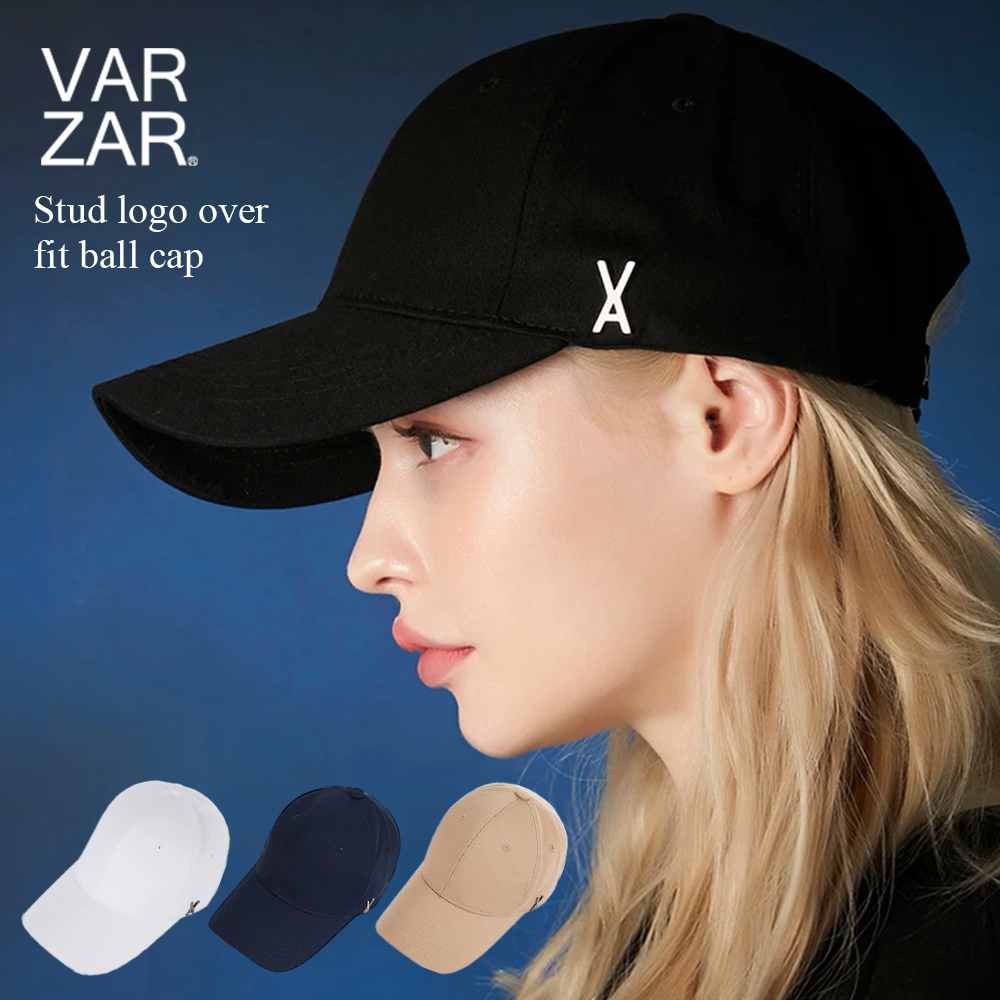 VARZAR 正規品 国内発送 レディース メンズ 人気 韓国 ファッション Stud logo over fit ball cap キャップ 帽子 スタッズ 人気 深め コットン100％
