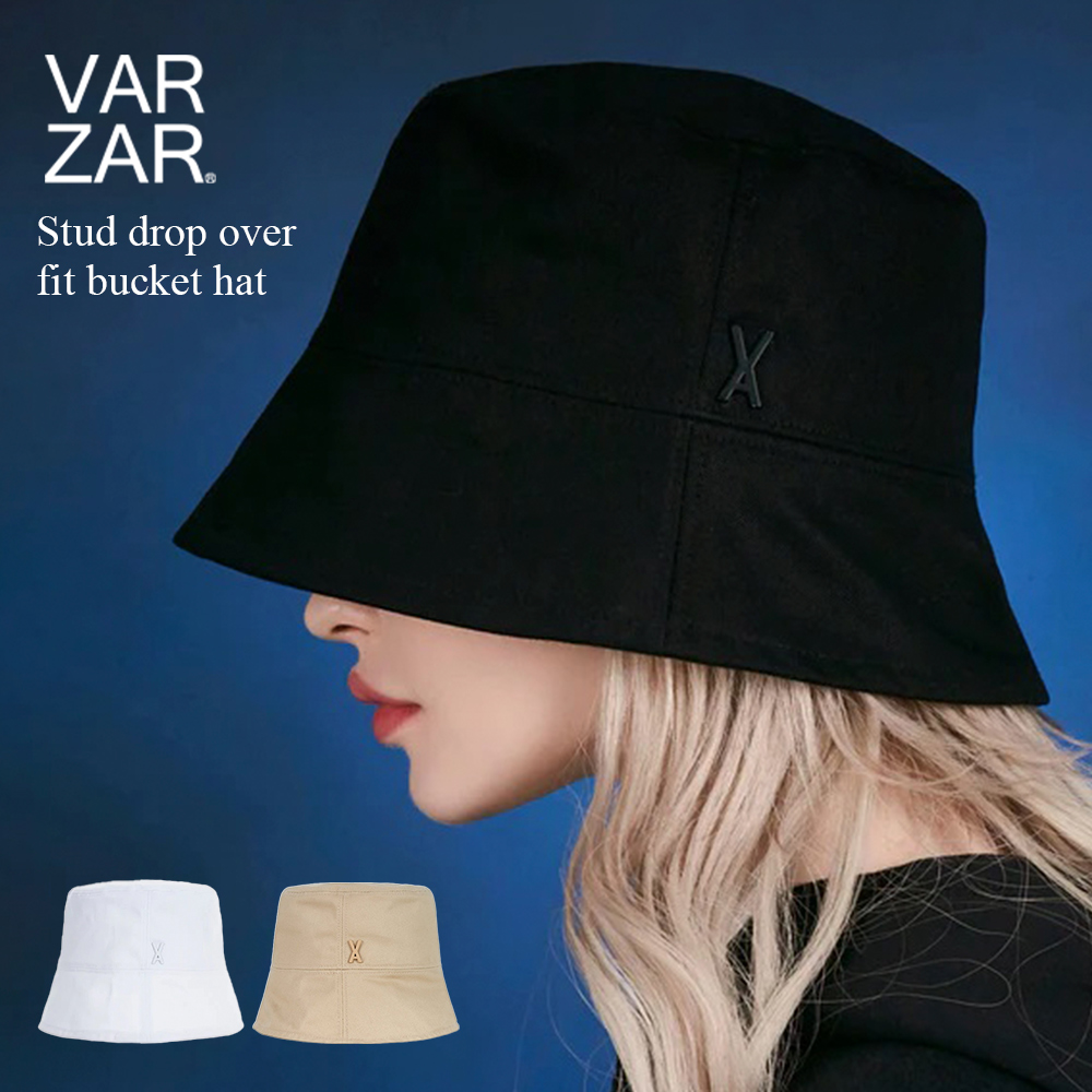 VARZAR 正規品 国内発送 レディース メンズ 人気 韓国 ファッション Stud drop over fit bucket hat  バケットハット スタッズ 人気 深め オーバーフィット