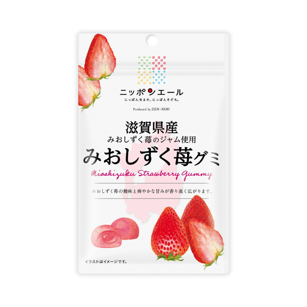 ご当地グミ ニッポンエール 滋賀県産 みおしずく苺グミ ご当地 お菓子 グルメ お土産 名産 果実グミ 全国農協食品