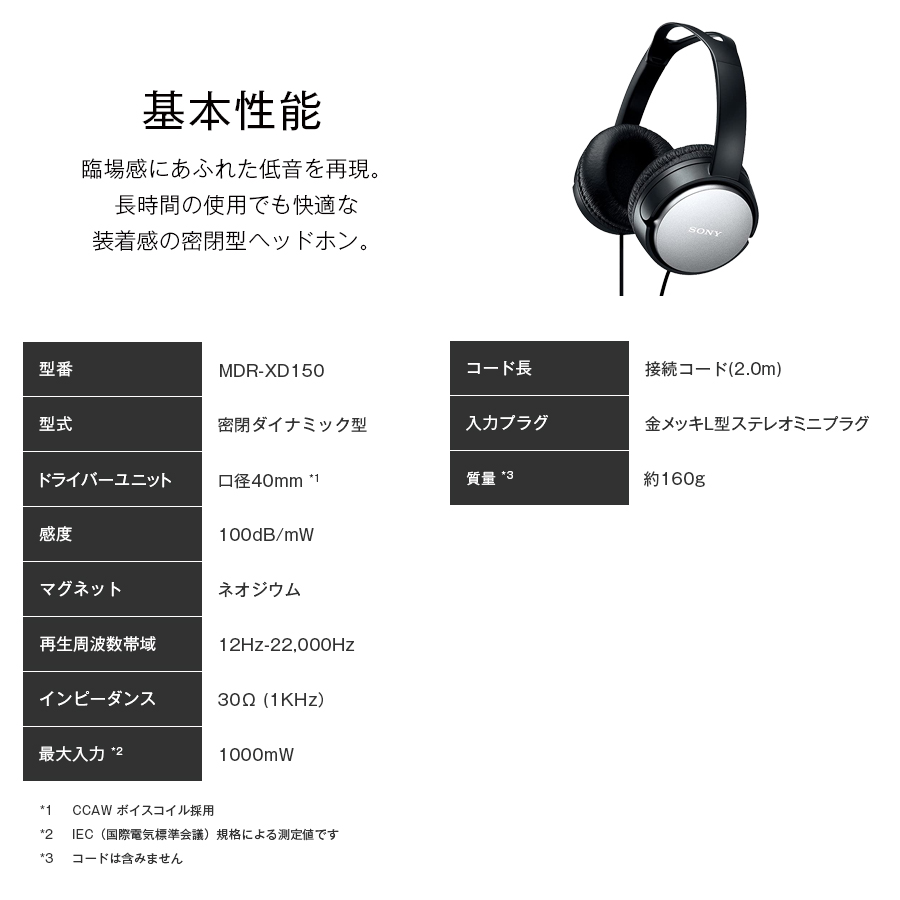 ヘッドホン SONY ソニー 有線 ステレオ ヘッドフォン 高音質 重低音 安い MDR-XD150 父の日  :VT-AC4905524928822:いただきプラザ Yahoo!店 - 通販 - Yahoo!ショッピング