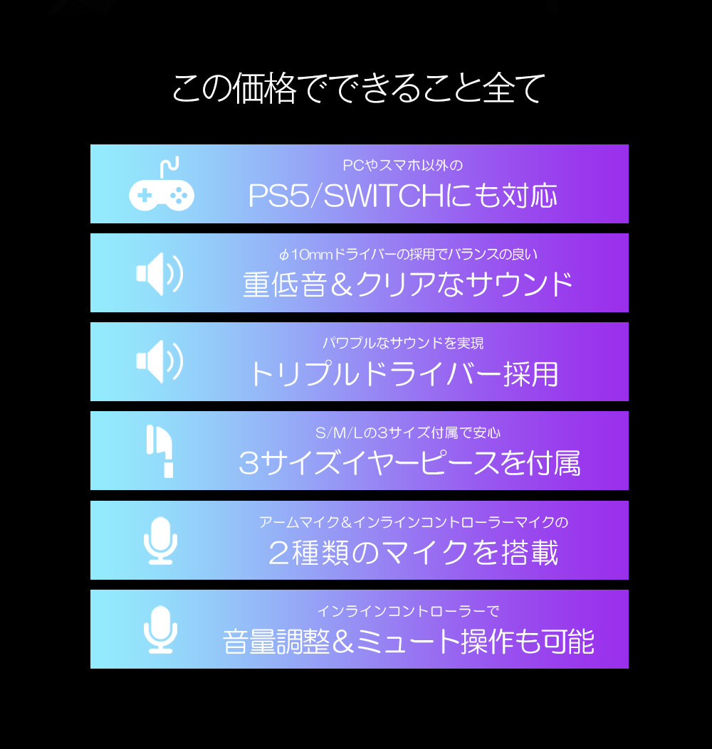 ゲーミングイヤホン マイク付き switch PS4 PS5 フォートナイト