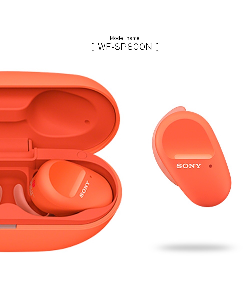【販売終了】Bluetooth イヤホン ソニー SONY ワイヤレス WF-SP800N DM オレンジ ノイズキャンセリング イコライザー 防水  IP55 スポーツ向け タッチセンサー