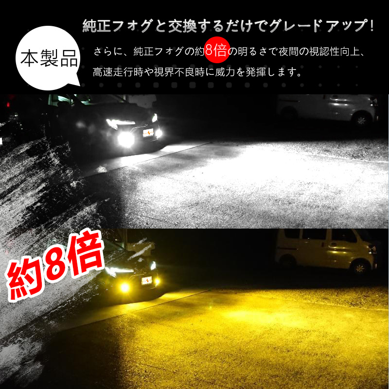 トヨタ 最新車両用 L1B形状 2色切替 LED フォグランプ 2個 7800LM 