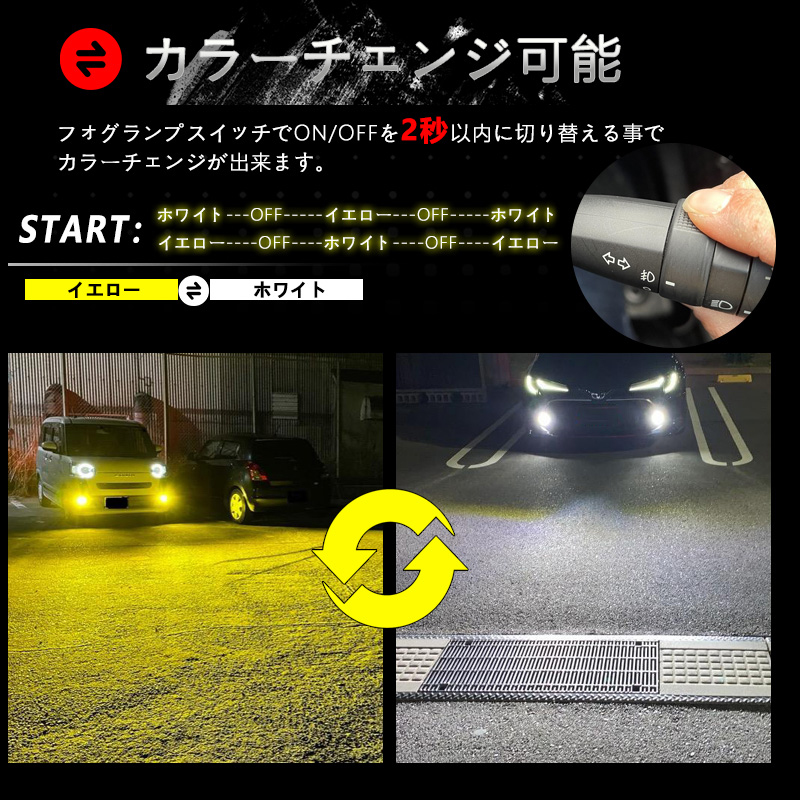 トヨタ 最新車両用 L1B形状 2色切替 LED フォグランプ 2個 7800LM 
