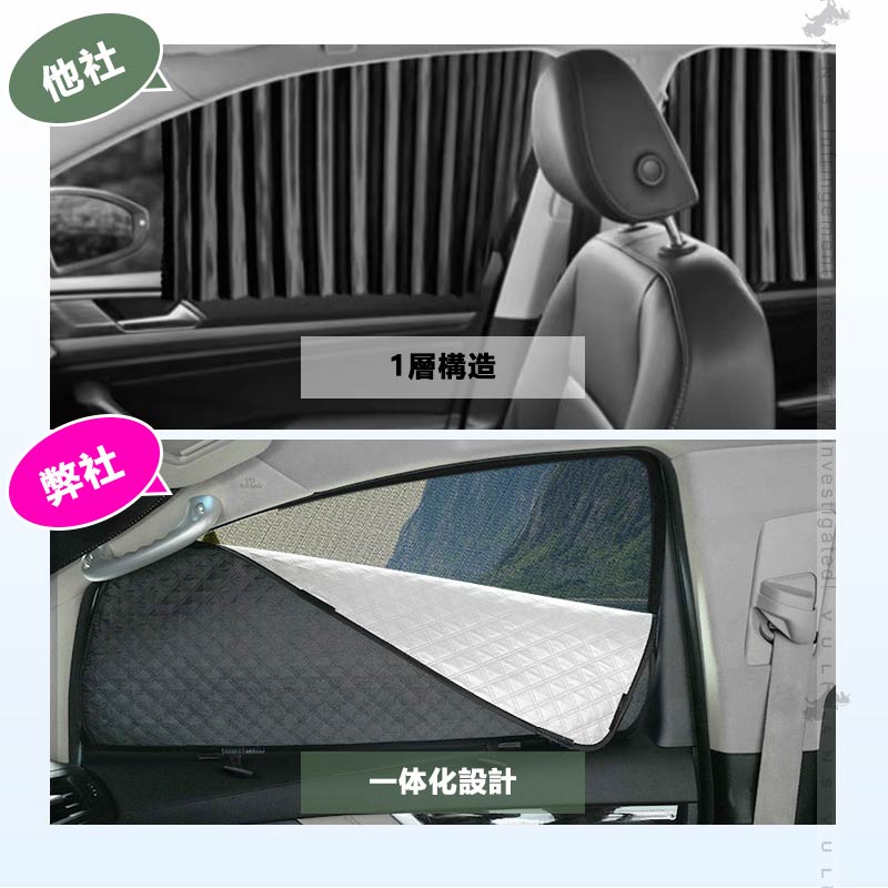 2in1 サンシェード+メッシュカーテン 車種選択可 日除け マグネット式 遮光率99% 断熱 遮熱 4層構造 日よけ インテリア カーテン 内装 パーツ 紫外線 UVカット 