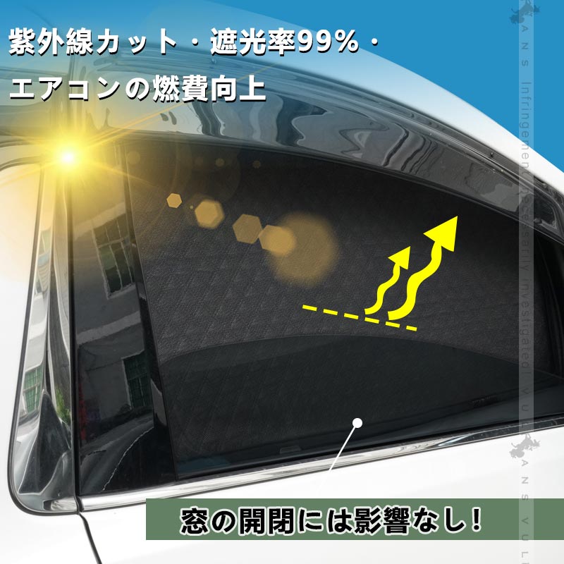 2in1 サンシェード+メッシュカーテン 車種選択可 日除け マグネット式 遮光率99% 断熱 遮熱 4層構造 日よけ インテリア カーテン 内装 パーツ 紫外線 UVカット 