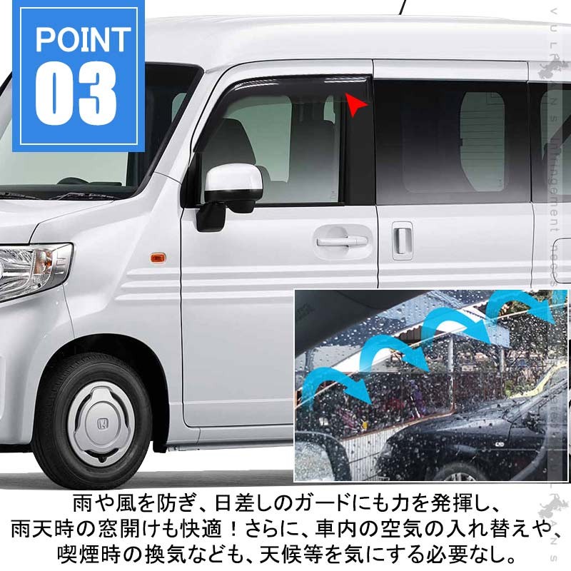 N-VAN JJ1/2 ドアバイザー 雨除け 換気 2PCS サイドバイザー スモーク