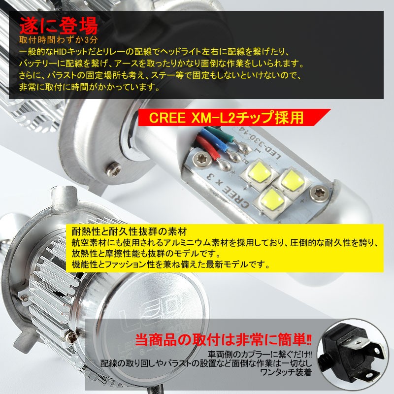 3000LM オールインワン一体型 LEDヘッドライト H11 CREE製 XM-L2 6000k 12v/24v対応 ヘッドランプ フォグ ランプ  ライト フォグランプ 1年保証