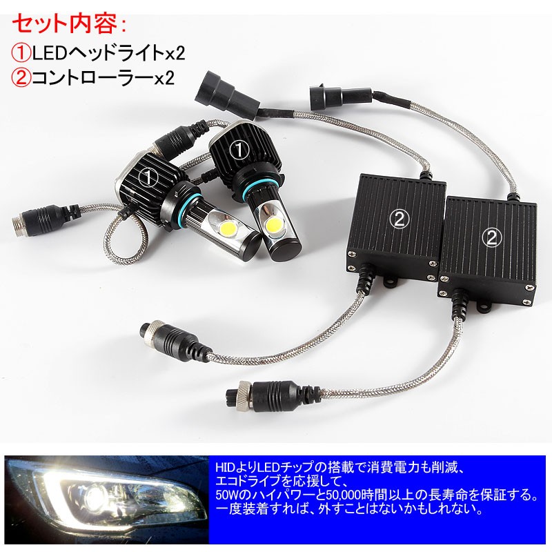 優先配送 「セール価格」LEDヘッドライト Vulcans HB4/9006 COB面 CREE社 パーツ