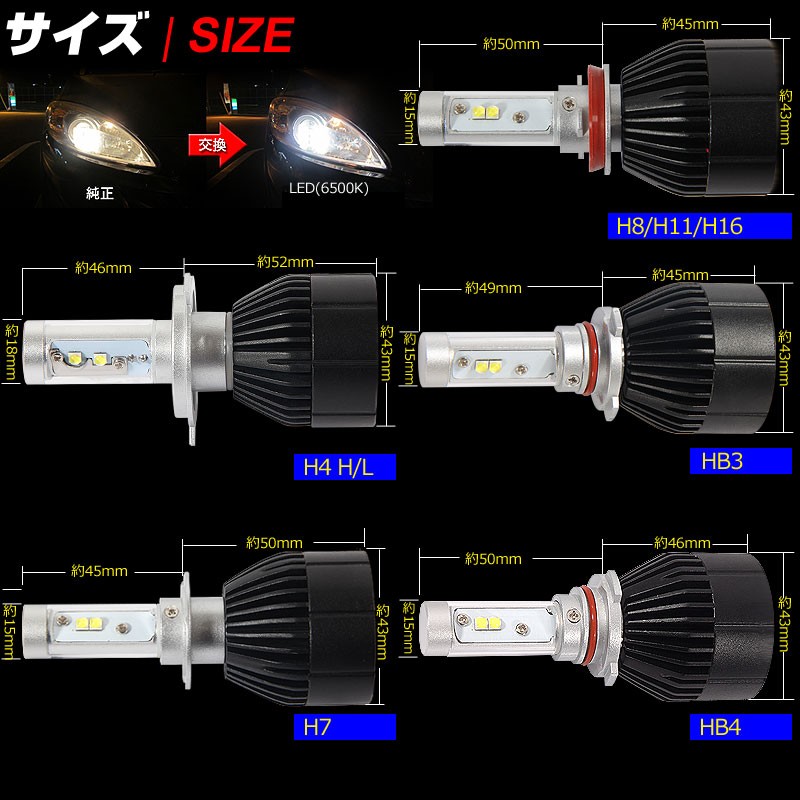 Vulcans 「セール価格」多彩 LEDヘッドライト HB3/9005 40W