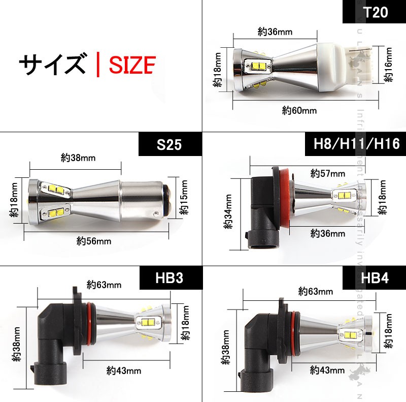 Vulcans 「セール価格」HB4/9006 LEDバルブ LEDフォグランプ 片側45W