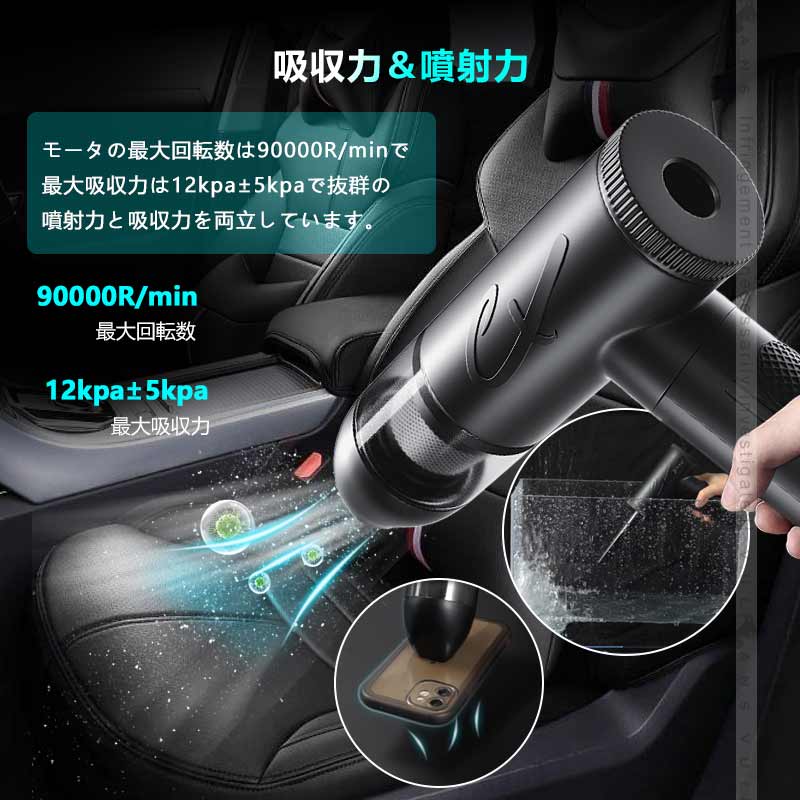 3WAY 電動エアダスター USB充電式 ハンディクリーナー ミニ掃除機 1台4役 7種類のノズル付 大容量バッテリー キーボード パソコン掃除  車内清掃 エアーポンプ : cps3082 : Vulcans - 通販 - Yahoo!ショッピング