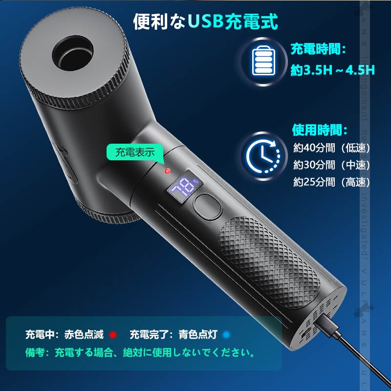 3WAY 電動エアダスター USB充電式 ハンディクリーナー ミニ掃除機 1台4 