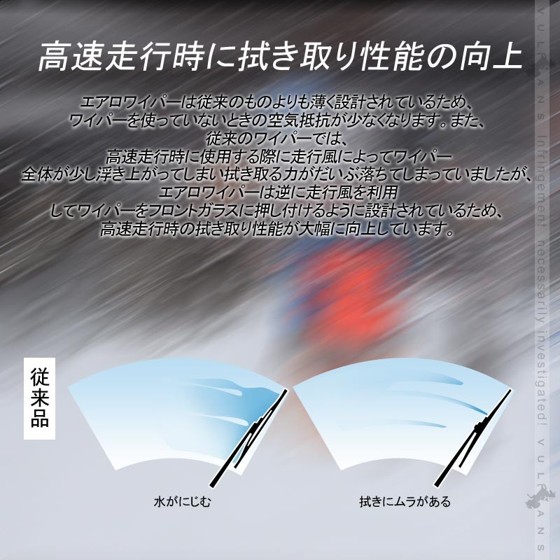 アルファード/ヴェルファイア30系 エアロワイパーブレード 2本 悪天候のドライブの必需品 取付工具不要 新型ワイパーアーム対応 外装 カスタム アクセサリー