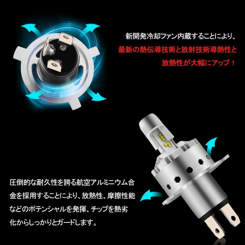 Vulcans 「セール価格」LEDヘッドライト H4 H/L 切替式 一体型 新車検