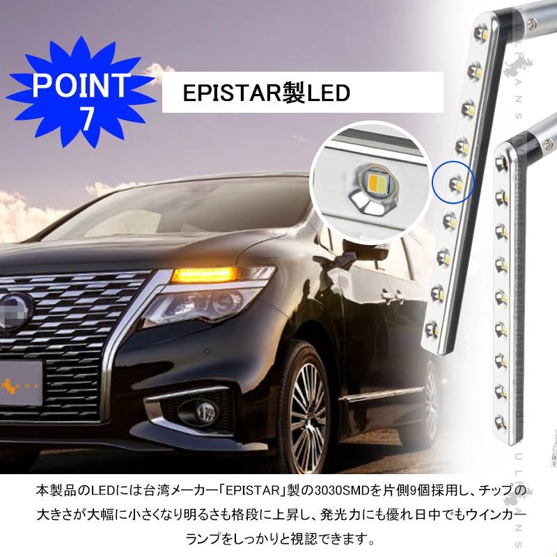 エルグランド E52 後期 シーケンシャルウインカー ウィポジ機能搭載 LEDウインカー ホワイト/アンバー 電装 パーツ LEDシーケンシャル  ウインカーバルブ 内装 : cps4586 : Vulcans - 通販 - Yahoo!ショッピング