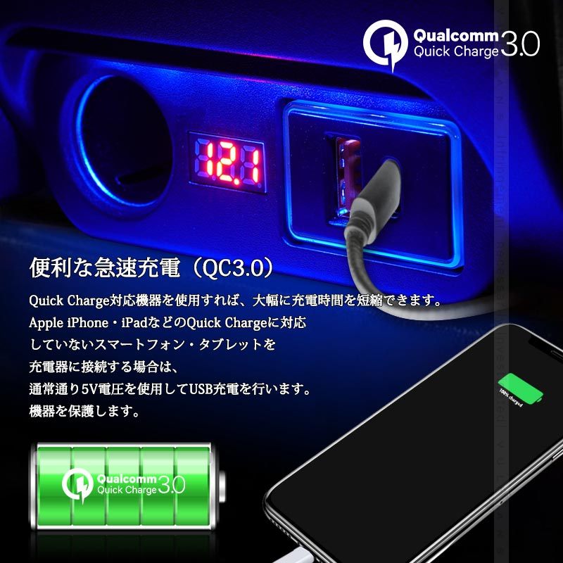 ハイエース/レジアスエース200系 増設電源ユニット PDポート クイックチャージ QC3.0急速充電 増設 シガーソケット 電源 フットライト 内装 電装 パーツ