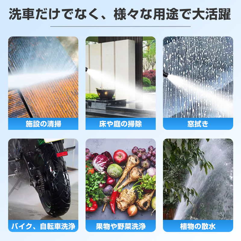 セール価格」高圧洗浄機 コードレス 充電式 洗浄機 洗車機 強力噴射