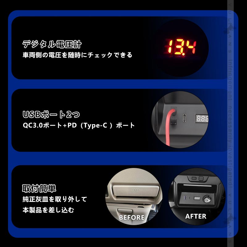 エブリイバン DA17V エブリイワゴン DA17W 増設電源ユニット 9色LEDイルミ 急速充電 USBポート2つ搭載 電圧計 LEDライト電源増設 内装 電装 パーツ