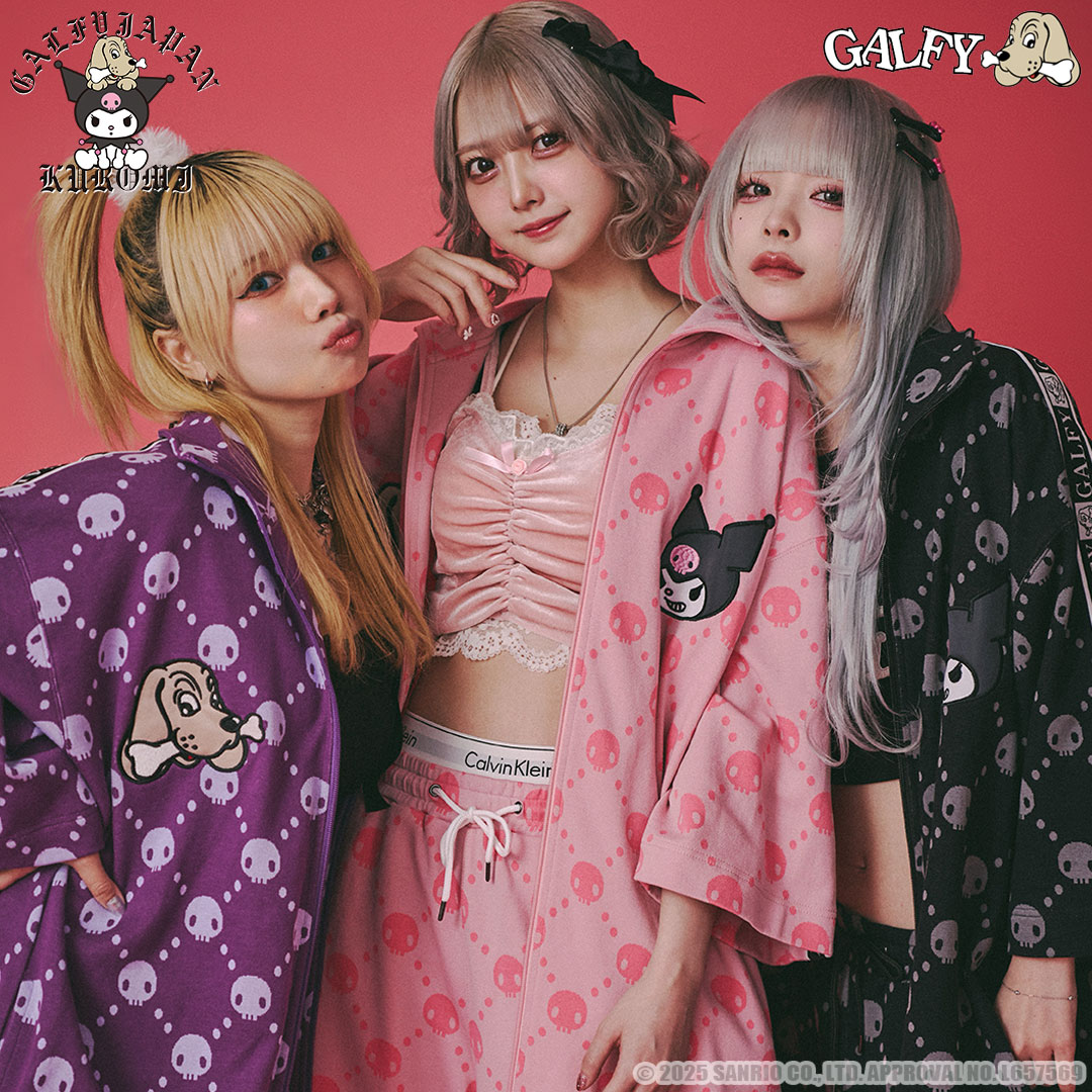 GALFY ガルフィー×KUROMI クロミ GALFY クロミ × ガルフィー コラボ ドクロだらけ夏セットアップ