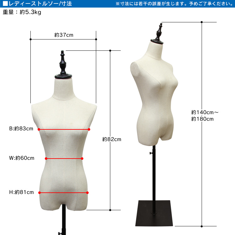 トルソー マネキン 7号 女性 スチール脚 レディース