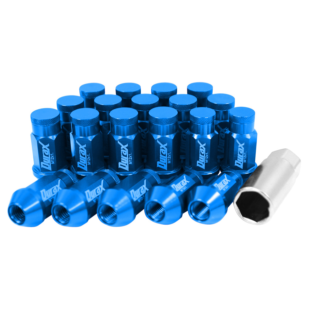 Durax アルミホイールナット ロング 50mm  袋タイプ ロックナット付き M12×P1.25 M12×P1.5 紫 ネイビー 青 緑 金 橙 赤 桃 茶 銀 黒 等 12色 20個セット LFR | Durax | 02