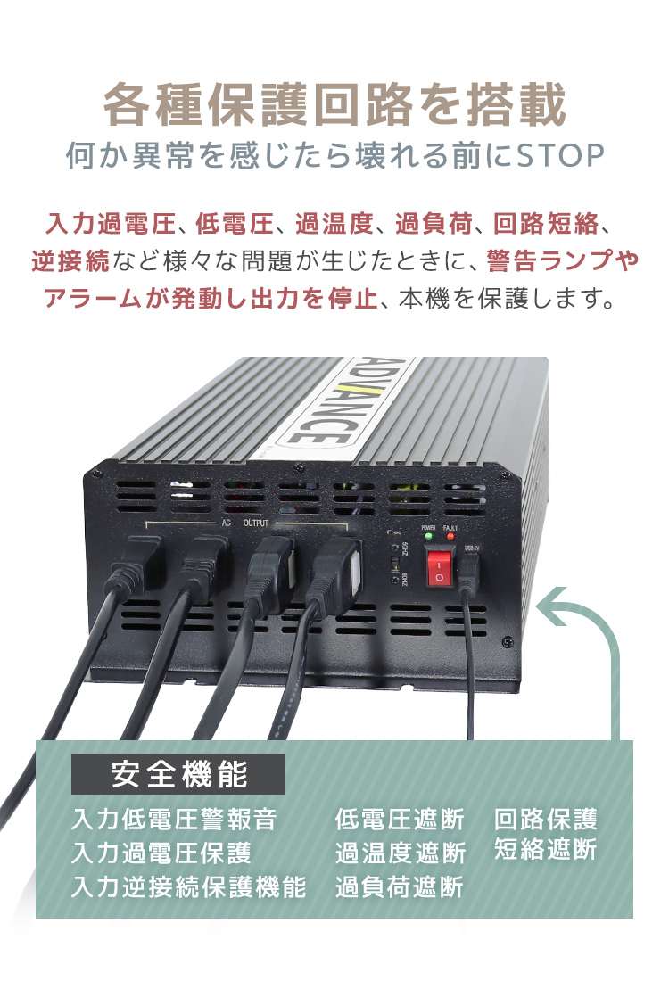 災害時 非常用 電源 DC/ACインバーター バッテリー ポータブル電源 12V 100V 定格3000W 50Hz 60Hz 最大6000W 修正波  WEIMALL : c10a-a : W-CLASS - 通販 - Yahoo!ショッピング