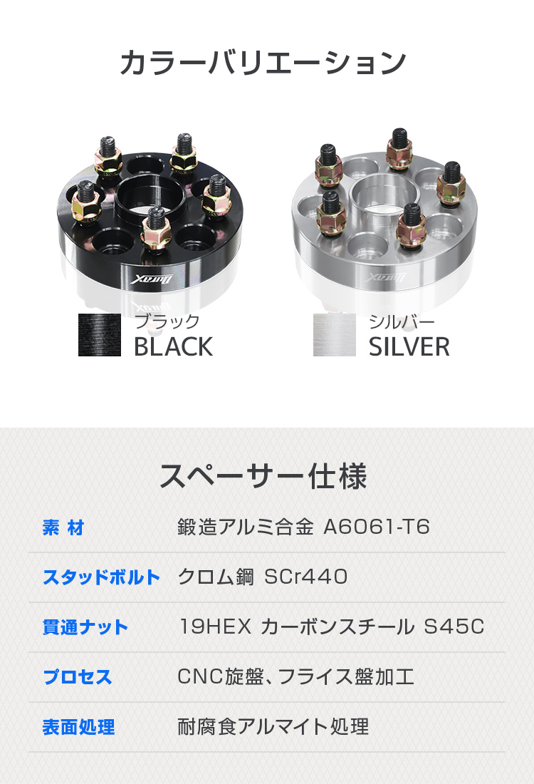 Durax ワイドトレッドスペーサー ワイトレ スペーサー 15mm シルバー 