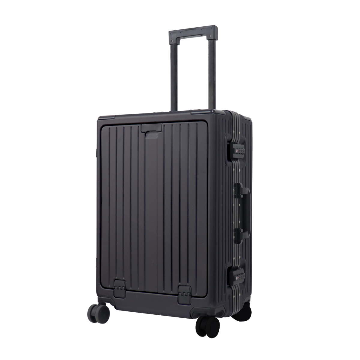 スーツケース フロントオープン USBポート Mサイズ 軽量 TSAロック おしゃれ 多機能 旅行 ...