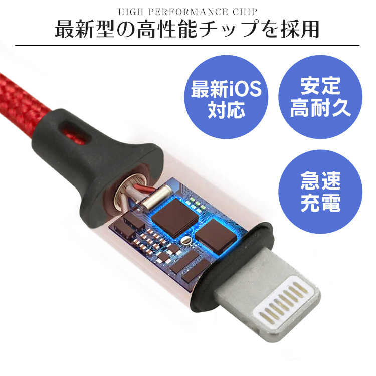 2本セット iPhone 充電ケーブル Type-C Micro USB 3in1 1.2ｍ 急速充電